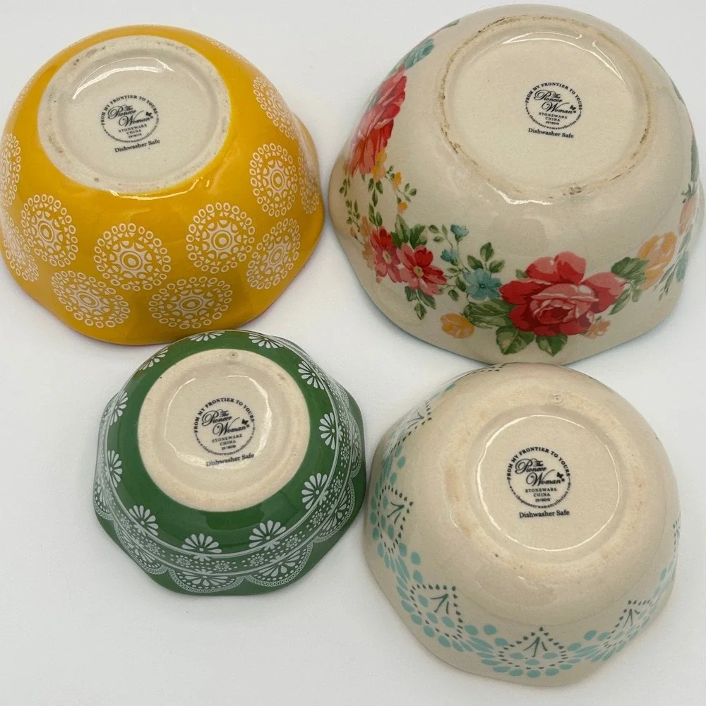 The Pioneer Woman 4 Piece Nesting Measuring Bowls Set Multicolor Stoneware